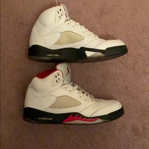 Air Jordan 5 Fire Red Silver Tounge Sneakers